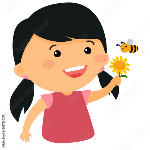 girl and bee