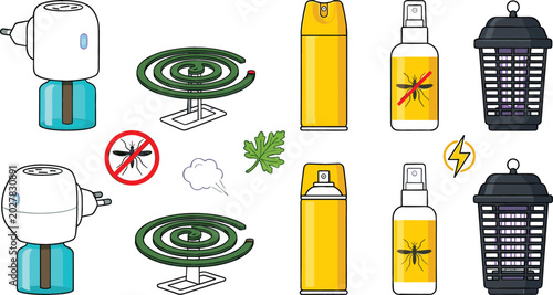 Foto Mosquito Repellent Collection Vector Illustration Featuring Electric Diffuser In