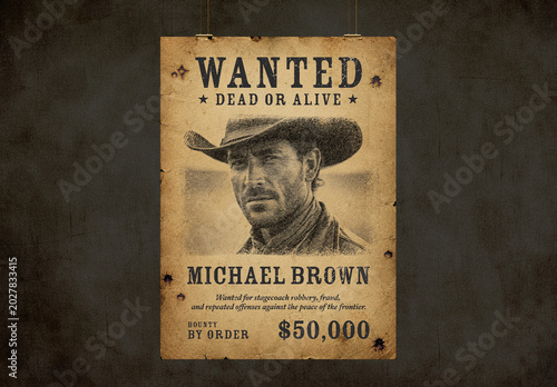 Old West Wanted Poster Template, Vintage Western Bounty Flyer, Sheriff Reward Notice Design