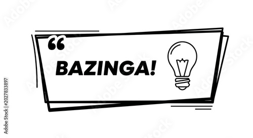 Obraz na plátně Bazinga text in frame with lightbulb icon.