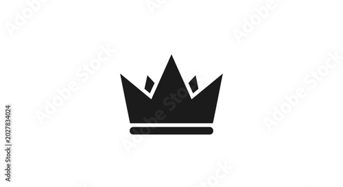 Foto Black minimalist king crown icon on white background