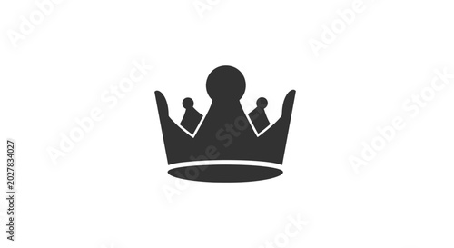 Foto Black minimalist crown icon with chess pawn centerpiece.