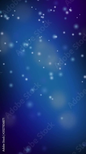 Abstract Blue Background with Falling Snow and Magic Bokeh - Vertical Loop Video