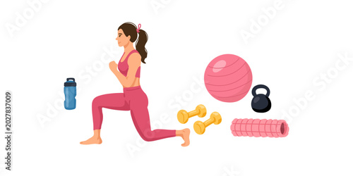 Tableau sur toile sportswoman performing stretching pose clean background
