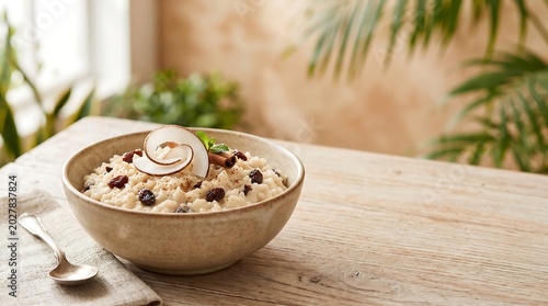 Colombian Arroz con Coco, creamy aromatic rice cooked in fresh coconut milk with cinnamon