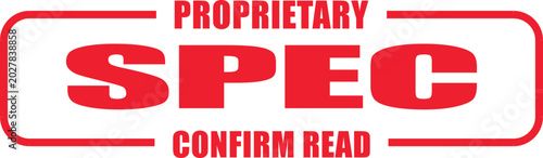 Fotografía Red logo with proprietary text and SPEC in bold letters