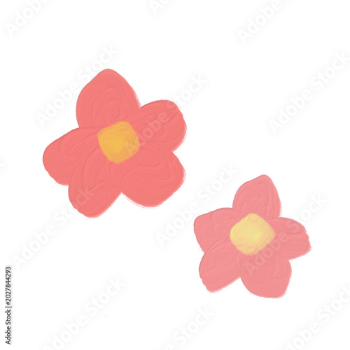 油絵の手描き花イラスト ピンク 透過