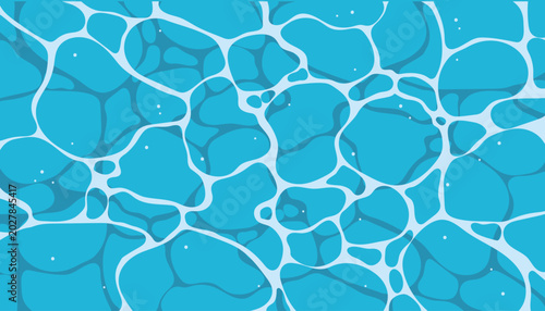 Abstract Blue Water Surface Pattern with Light Reflections and Organic Shapes