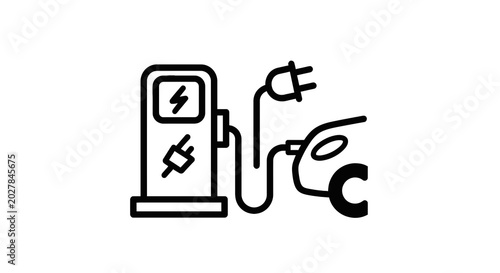 Принти на полотні Electric Car Charging Station Icon.