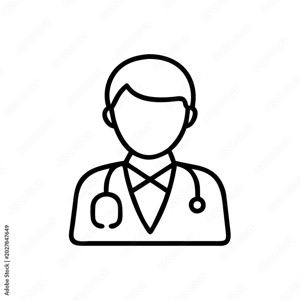 Fototapeta premium Doctor in medical attire with stethoscope and neutral expression 