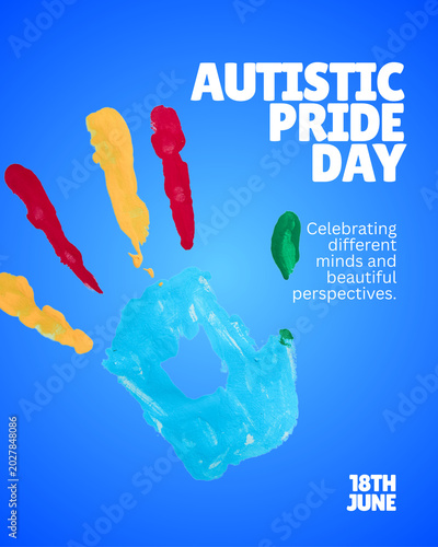 Canvastavla Blue and Multicolor Playful Autistic Pride Day