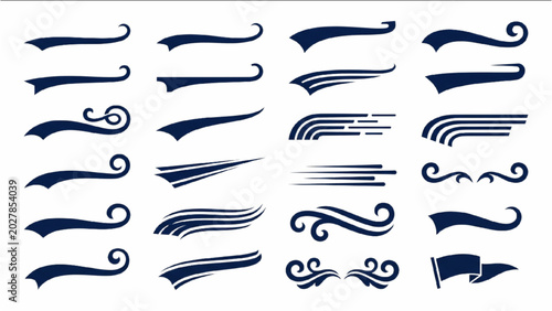 Vintage Athletic Underline Bundle with Retro Baseball Swashes and Varsity Speed Tails Vector Set
