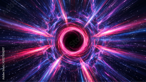 Cuadro en lienzo Sci-fi wormhole tunnel through deep space and time