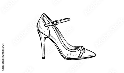 Konstfotografi Minimal women shoe icon vector illustration fashion footwear EPS10 isolated whit