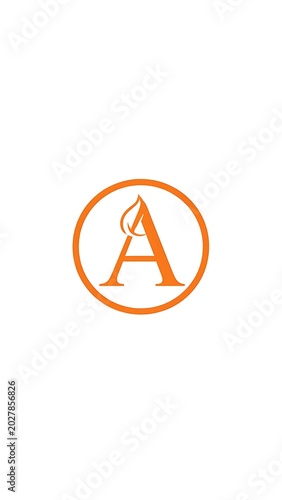 A simple orange logo on a white background