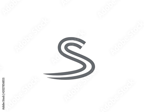 A stylized gray letter on a white background