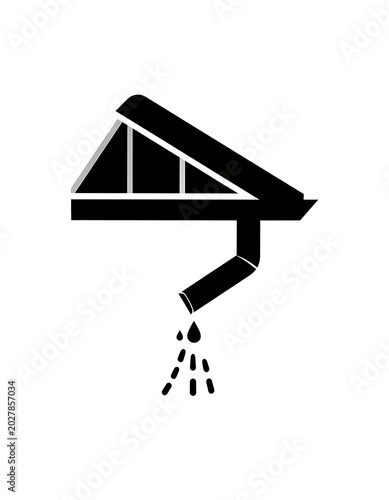 Simple black icon of a roof with water leaking