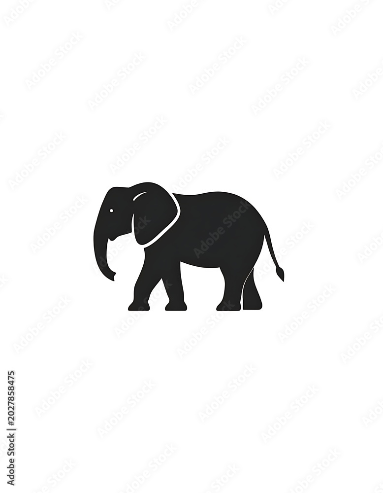 Fototapeta premium A black silhouette of an elephant with a white outline around its neck