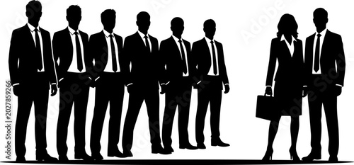Konstfotografi Minimalist black business people silhouettes in corporate attire, isolated vecto