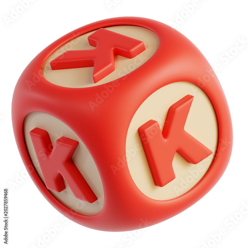 Obraz na płótnie rounded cube with raised K letters 3d icon transparent background png web UI