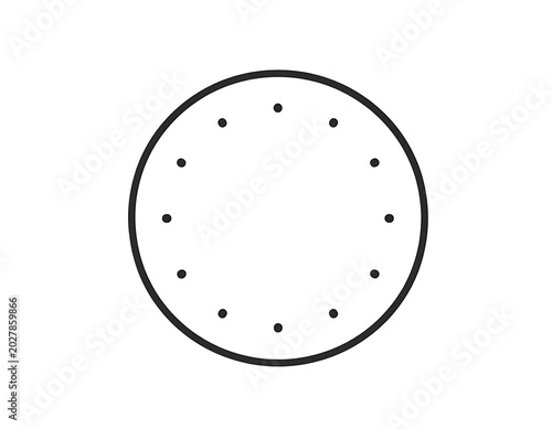 A simple circular shape with a black outline and evenly spaced small dots inside