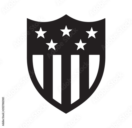 Shield with stars and stripes design black and white american illustration patriotism national protection security guarantee