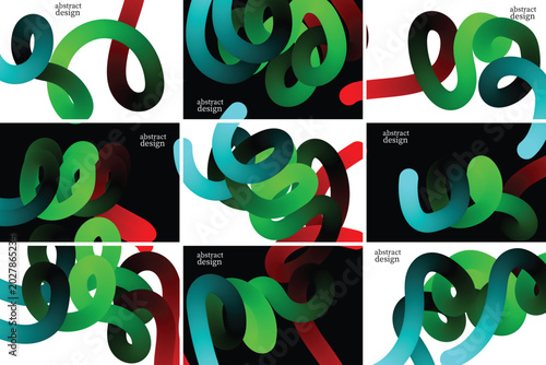 Tableau sur toile Vibrant colored tubes twist and turn in a mesmerizing pattern on a dark backgrou