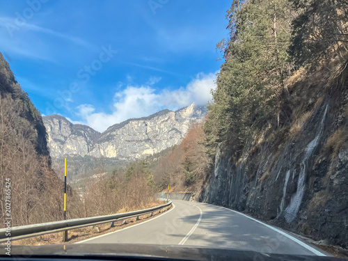 road in mountains,Travel to dolomiti, views from car