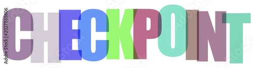Multicolored 3D checkpoint text with shadows and highlights