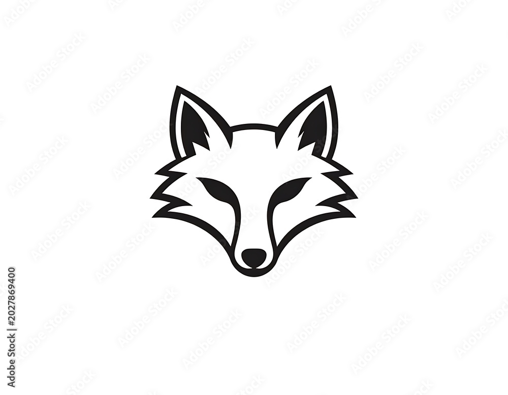 Obraz premium A minimalist black and white illustration of a fox's head