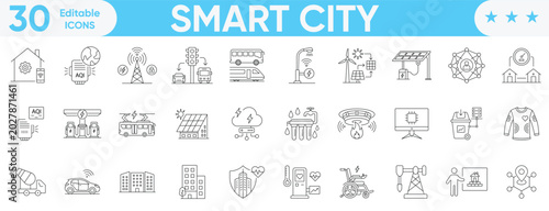 Bild auf Leinwand Smart City icon set