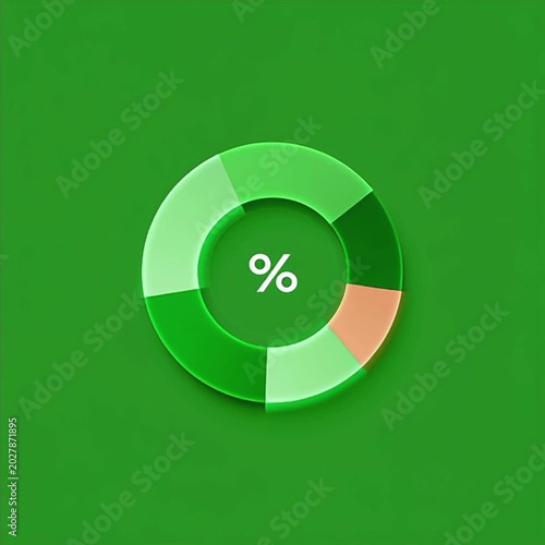 Animated circular percentage chart showing dynamic progress with glowing segments for digital data analysis presentations