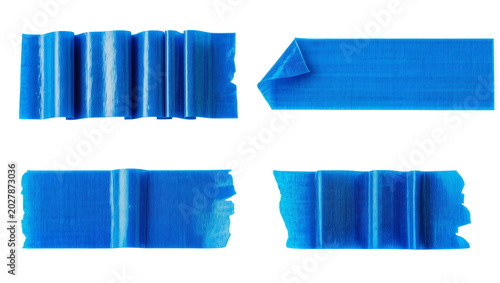Tableau sur toile Blue gaffer tape strips with textured surface, isolated on transparent backgroun