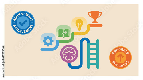 Tableau sur toile Achievement and Success Concept Icons.
