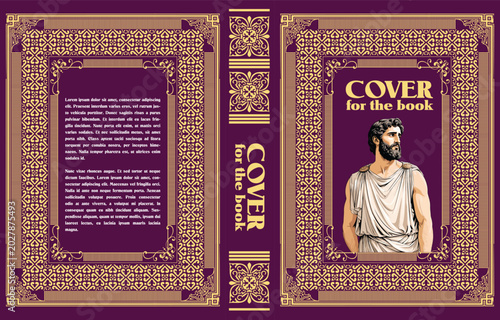 Tableau sur toile 085-22-Elegant decorative book cover featuring an ancient greek philosopher figu