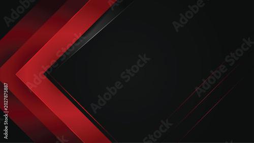 Premium Black and Red Geometric Abstract Wallpaper with Sharp Shapes - Vector Design