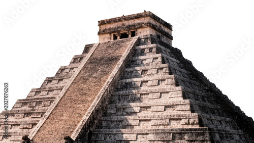 Foto Ancient stone Mayan pyramid with steep stairs, isolated on transparent backgroun