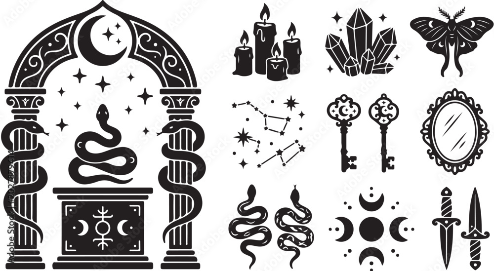 Fototapeta premium Mystical symbols and objects for magic rituals