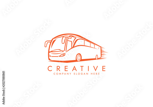 Bus or Coach Vehicle icon, Travel bus logo vector design 