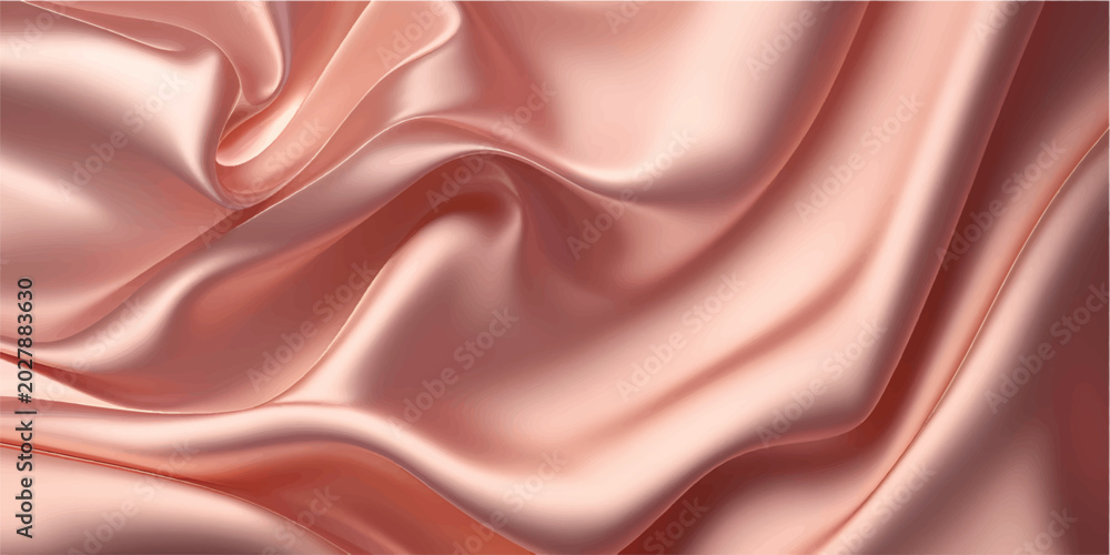 Fototapeta premium Abstract flowing rose gold silk fabric background with soft folds and smooth texture for elegant design and luxurious feel