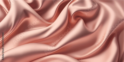 Abstract rose gold silk fabric, luxurious soft texture and flowing waves