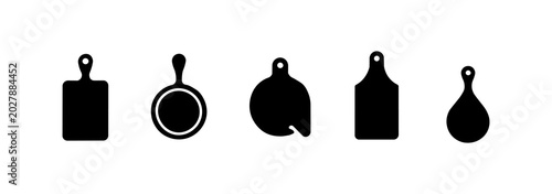 Tableau sur toile Minimalist cutting board icon set, kitchen cutting board silhouette pack for culinary and menu design