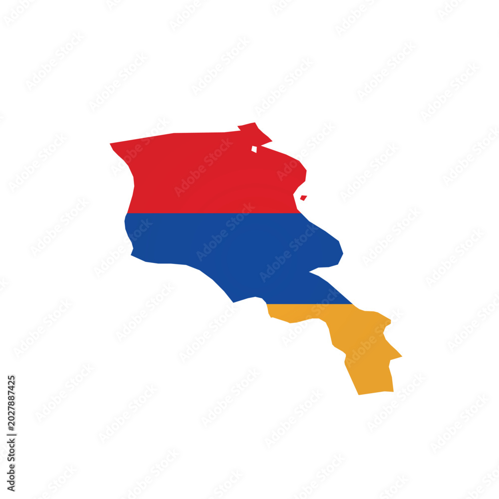 Fototapeta premium Armenia - country map silhouette filled with national flag. Simple flat vector illustration.