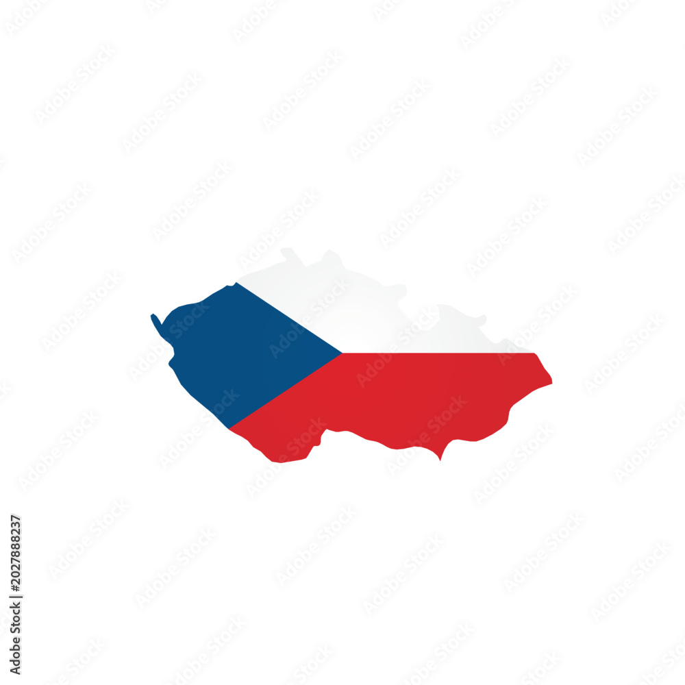 Fototapeta premium Czech Republic - country map silhouette filled with national flag. Simple flat vector illustration.