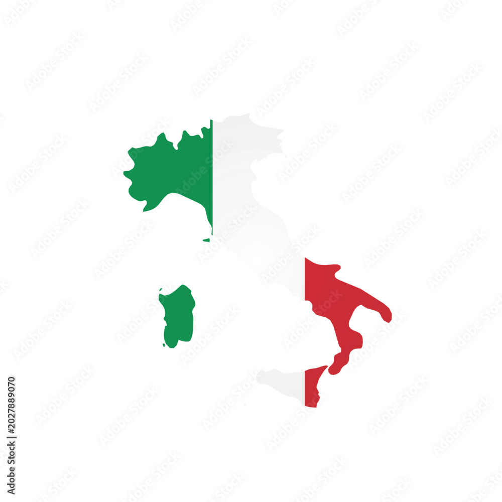 Fototapeta premium Italy - country map silhouette filled with national flag. Simple flat vector illustration.