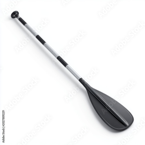 Adjustable Paddle for Water Sports: A sleek, adjustable paddle designed for various water sports like kayaking and paddleboarding, featuring a black blade and silver shaft.