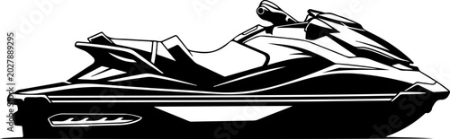 Jet ski, water sports, vehicle, black and white, illustration, vector graphics
