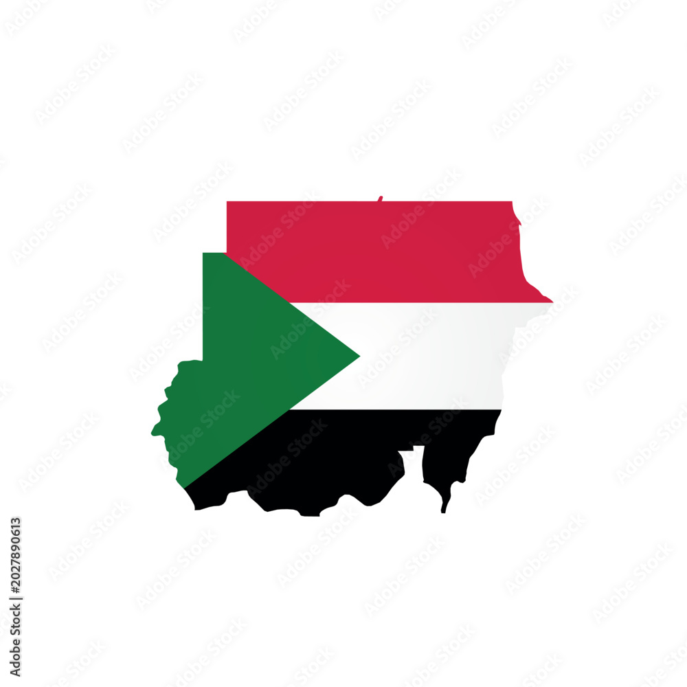 Obraz premium Sudan - country map silhouette filled with national flag. Simple flat vector illustration.
