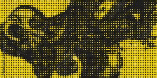 Abstract Bright Yellow Scratch Grunge Texture In Black Background