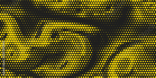 Abstract Bright Yellow Scratch Grunge Texture In Black Background